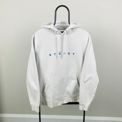 Retro 00s Stussy Hoodie White Large