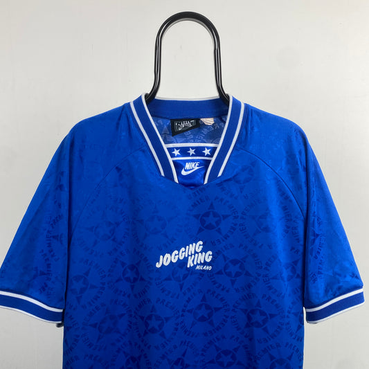 90s Nike Premier Football Shirt T-Shirt Blue XL