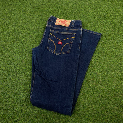 Retro Dickies Denim Cargo Trousers Joggers Blue Small