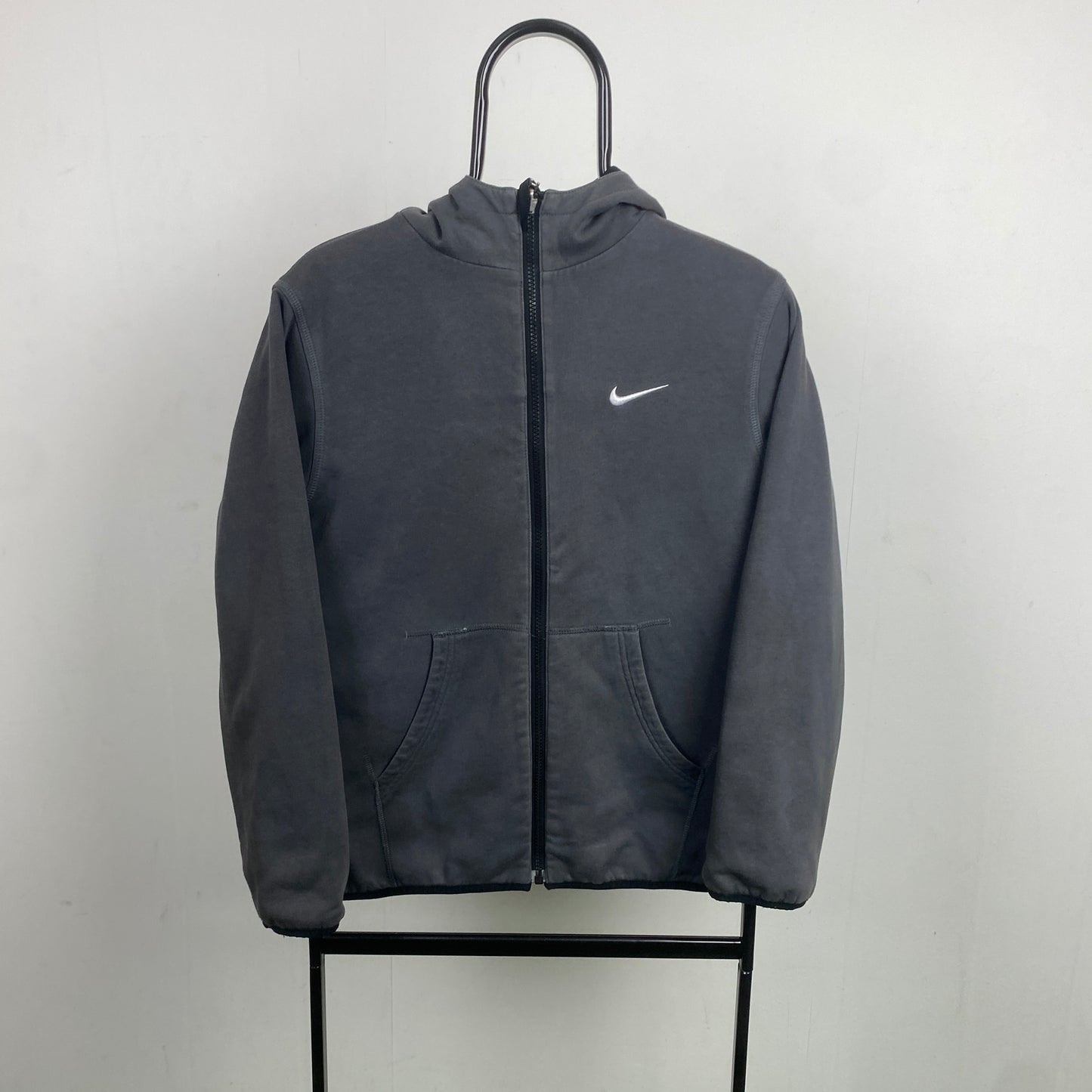 00s Nike Reversible Piping Fleece Coat Jacket Black XS