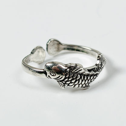Koi Carp Ring Adjustable Silver