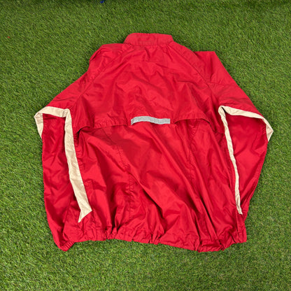 90s Nike Windbreaker Jacket + Joggers Set Red Medium