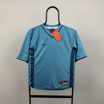 90s Nike Football Shirt T-Shirt Blue XS