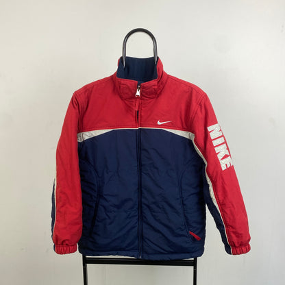 00s Nike Reversible Fleece Coat Puffer Jacket Blue XS