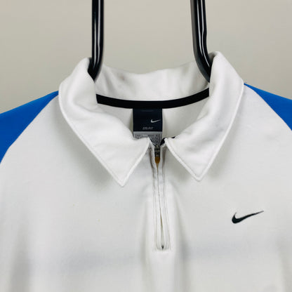 00s Nike Zip Up T-Shirt White Large