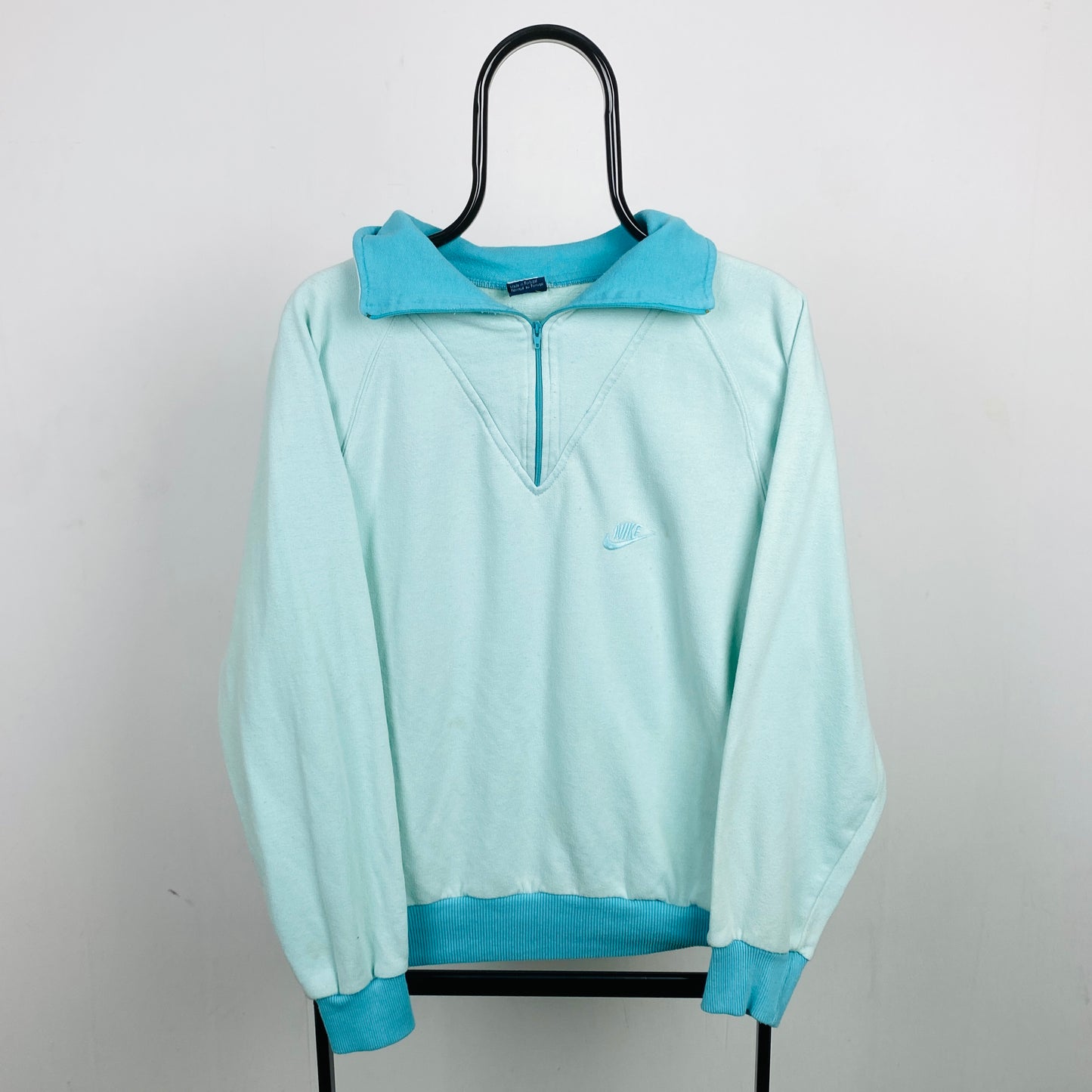 90s Nike 1/4 Zip Sweatshirt Blue Large