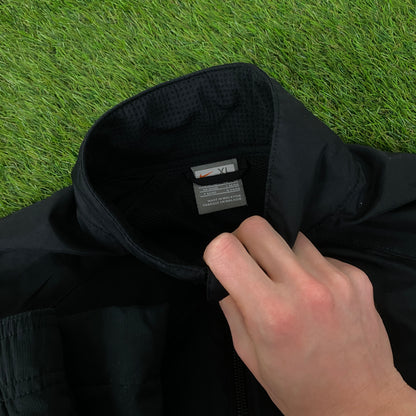 00s Nike Piping Windbreaker Tracksuit Set Jacket + Joggers Black XL
