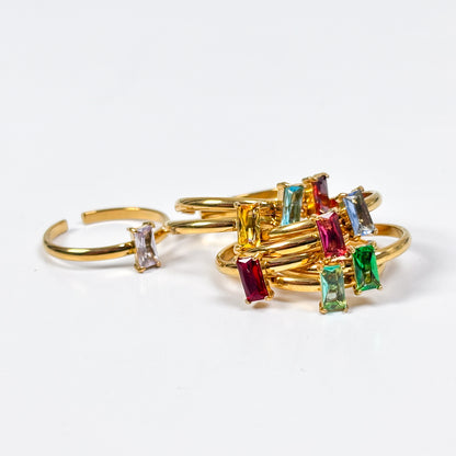Birthstone Band Ring Stackable Gold