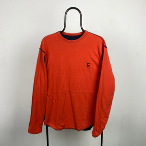 Retro Chaps Ralph Lauren Reversible Sweatshirt Orange Blue Small