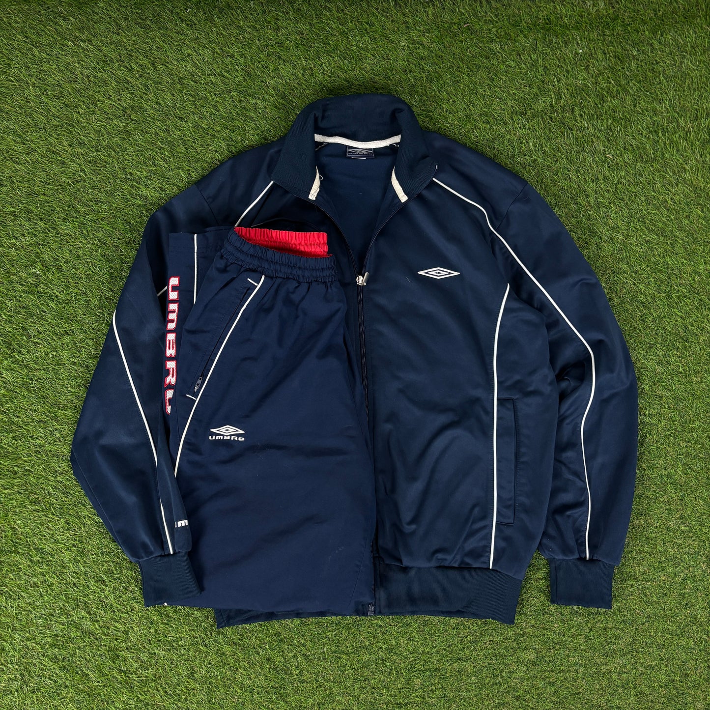 00s Umbro Track Jacket + Joggers Set Blue Medium