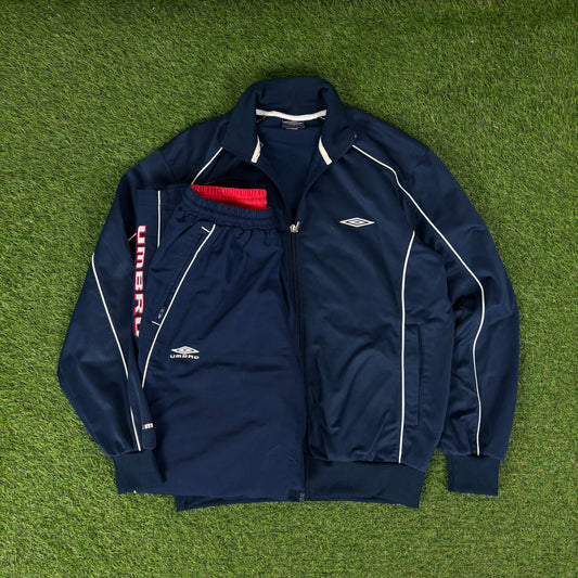 00s Umbro Track Jacket + Joggers Set Blue Medium