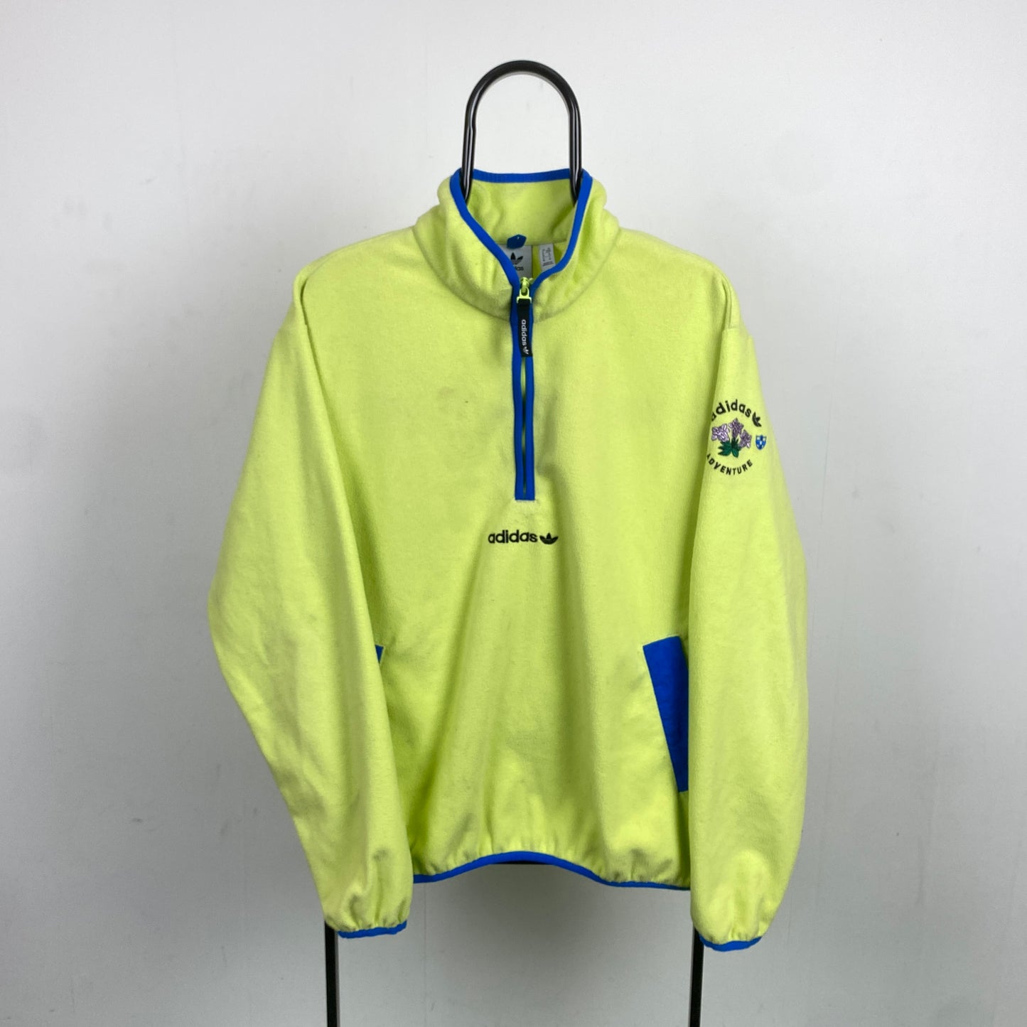 00s Adidas 1/4 Zip Fleece Sweatshirt Yellow Medium