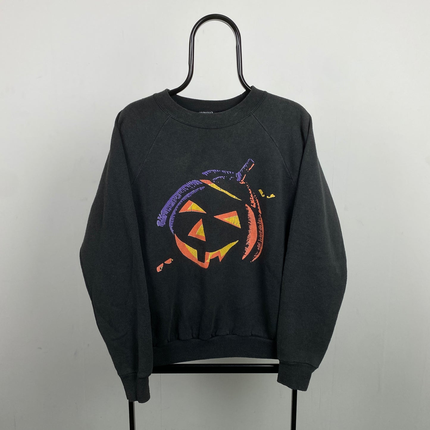 Retro Hanes Pumpkin Sweatshirt Black Large