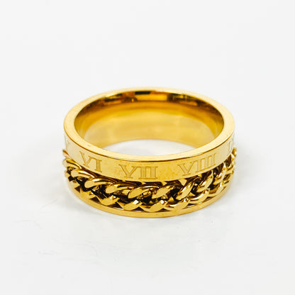 Retro Vintage Cuban Link Ring Gold