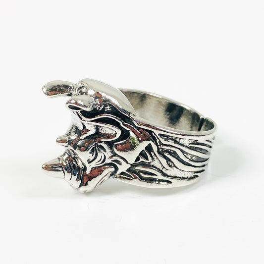 Adjustable Vintage Rhino Ring Silver