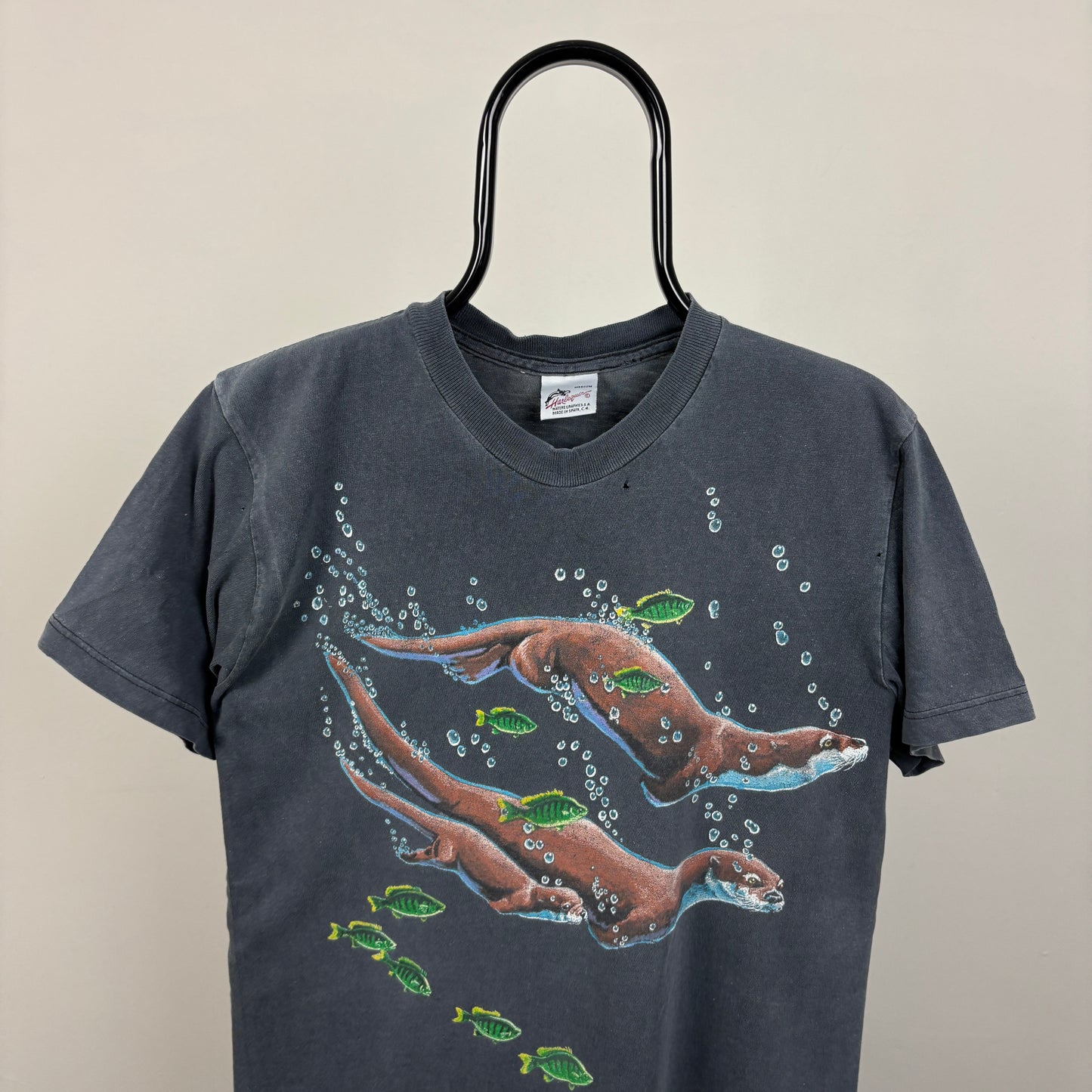 90s Harlequin Otter T-Shirt Black Medium