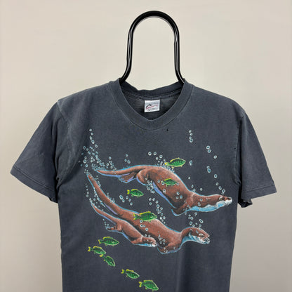 90s Harlequin Otter T-Shirt Black Medium