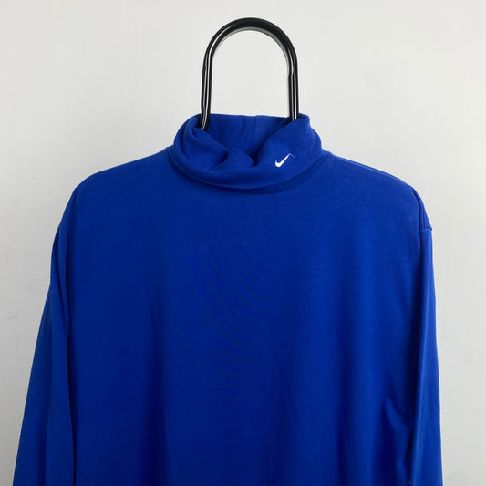 00s Nike Golf Roll Neck Sweatshirt Blue XL