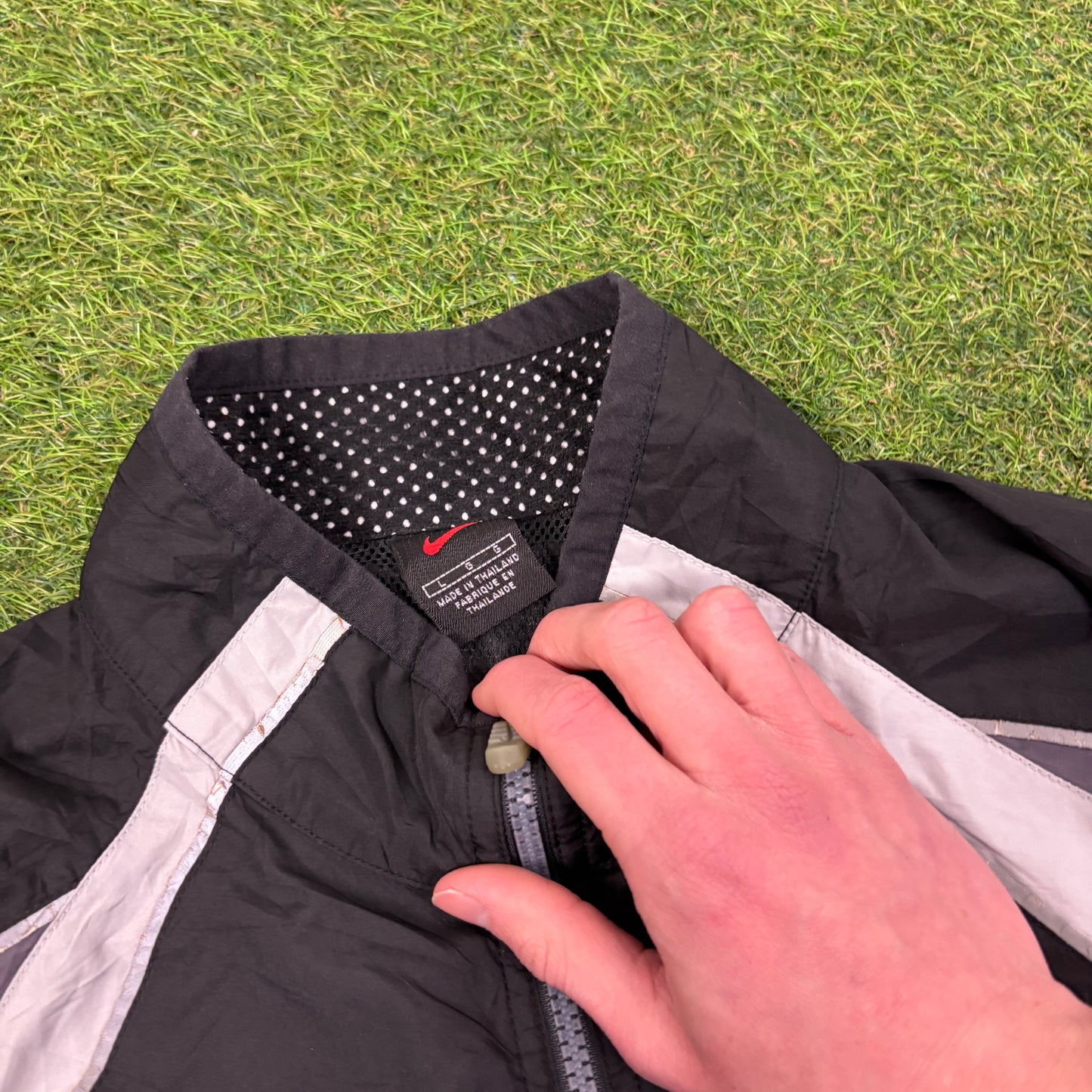 90s Nike Piping Tracksuit Jacket + Joggers Set Black Large