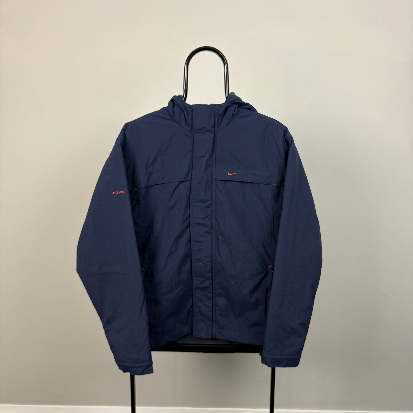 00s Nike Fleece Puffer Jacket Blue Small