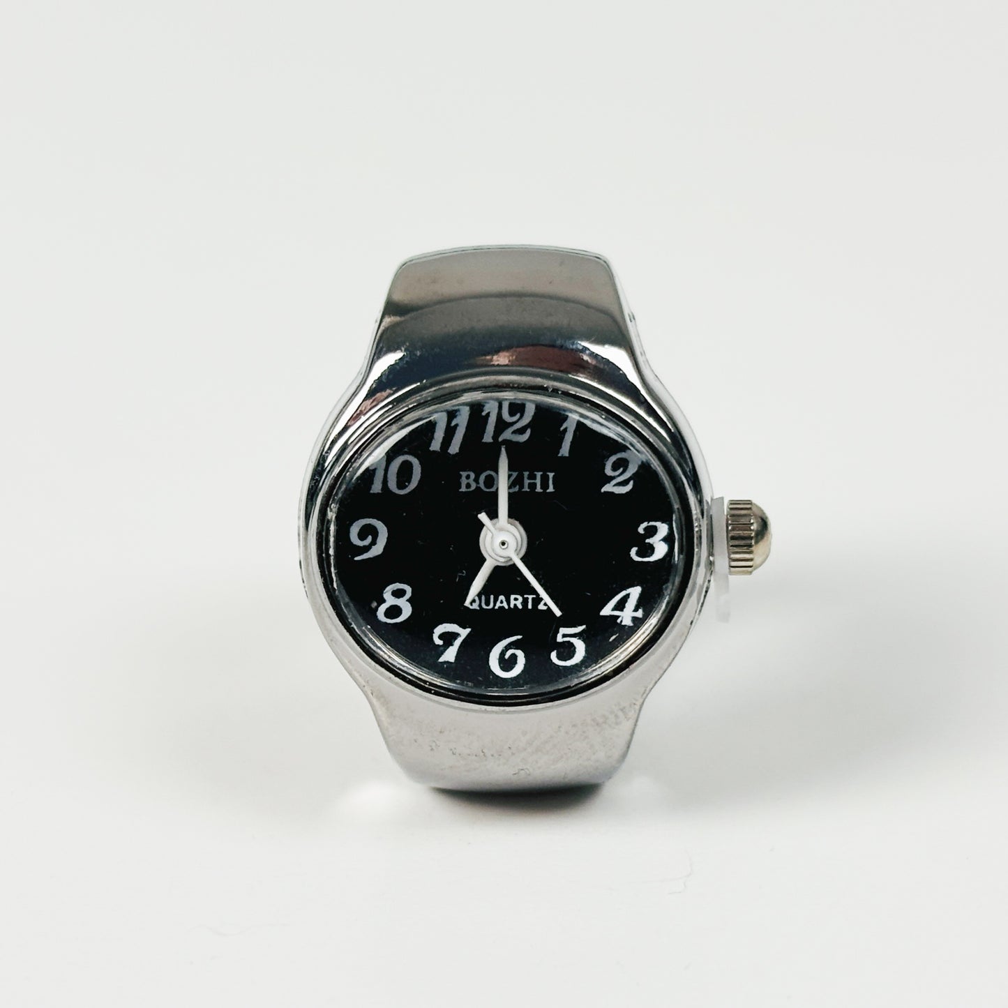 Retro Oval Watch Ring Silver Black