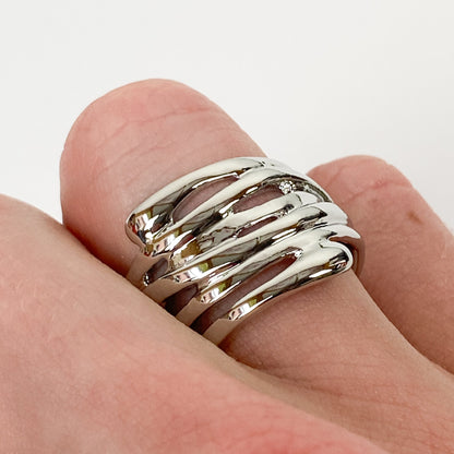 Retro Adjustable Swirl Ring Silver