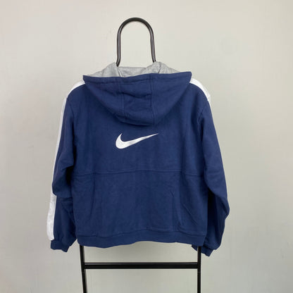 90s Nike Zip Hoodie Blue Small