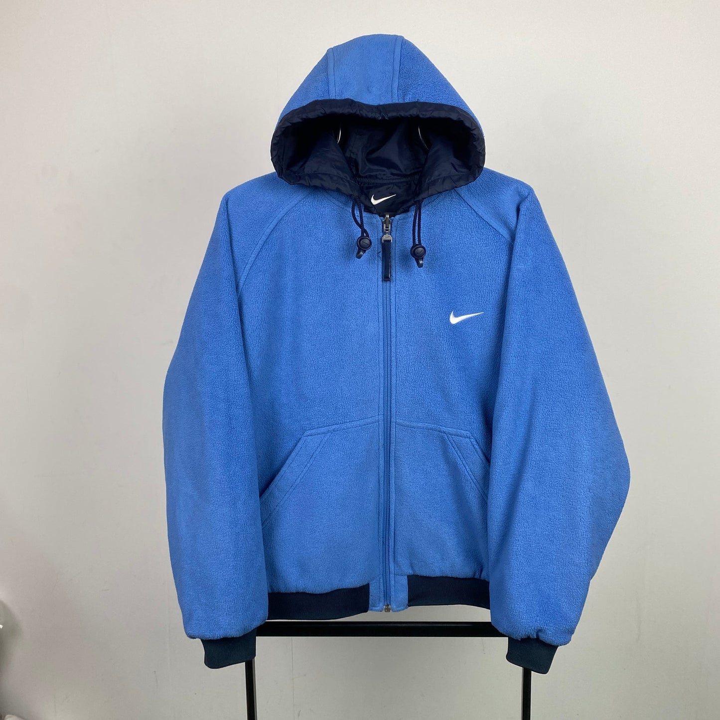 00s Nike Reversible Fleece Puffer Jacket Blue Medium