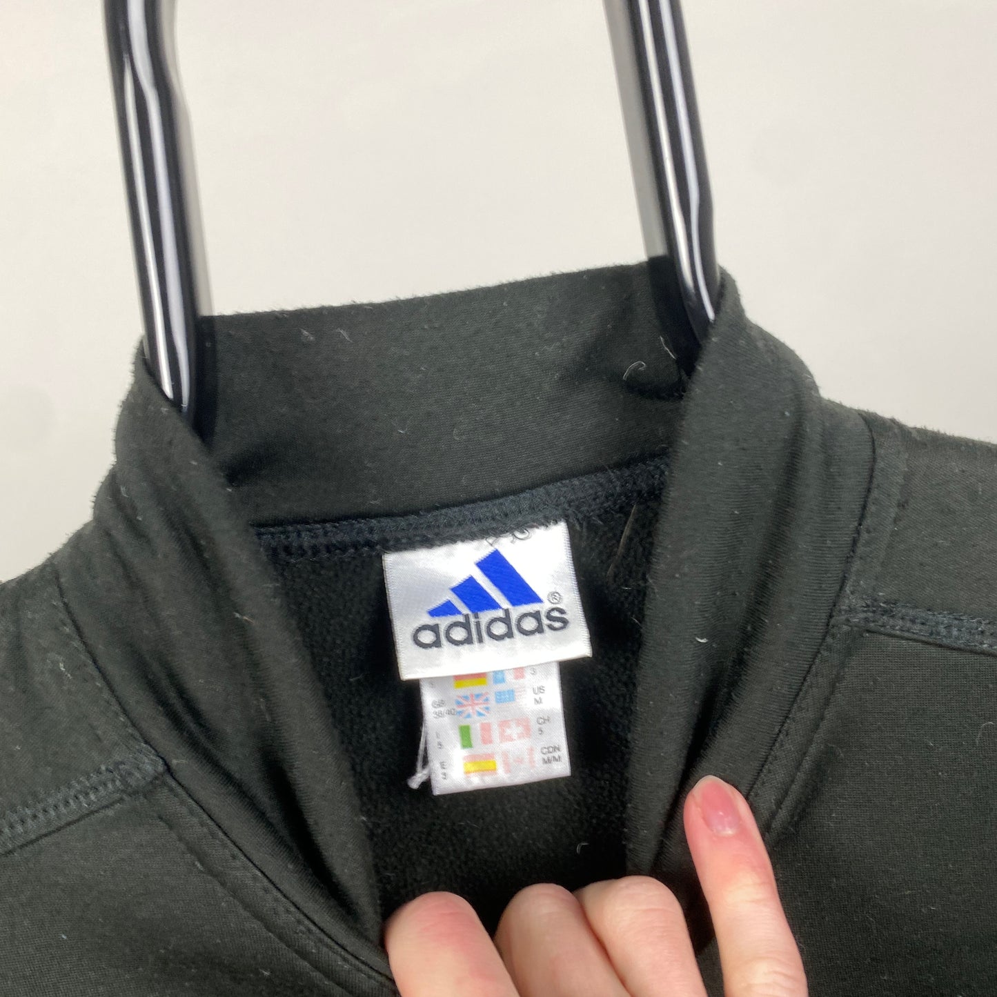 90s Adidas Thermal Mock Neck Sweatshirt Black Medium