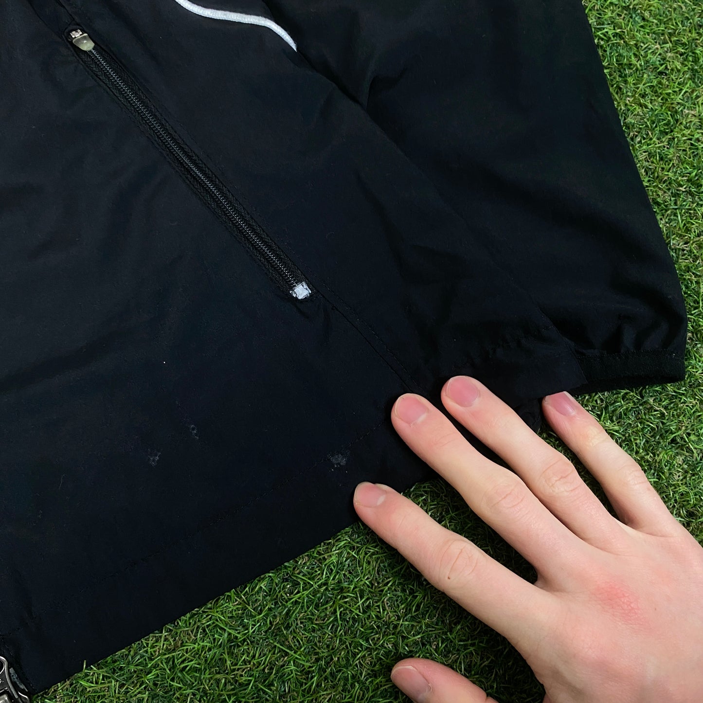 00s Nike Piping Windbreaker Jacket + Joggers Set Black Small