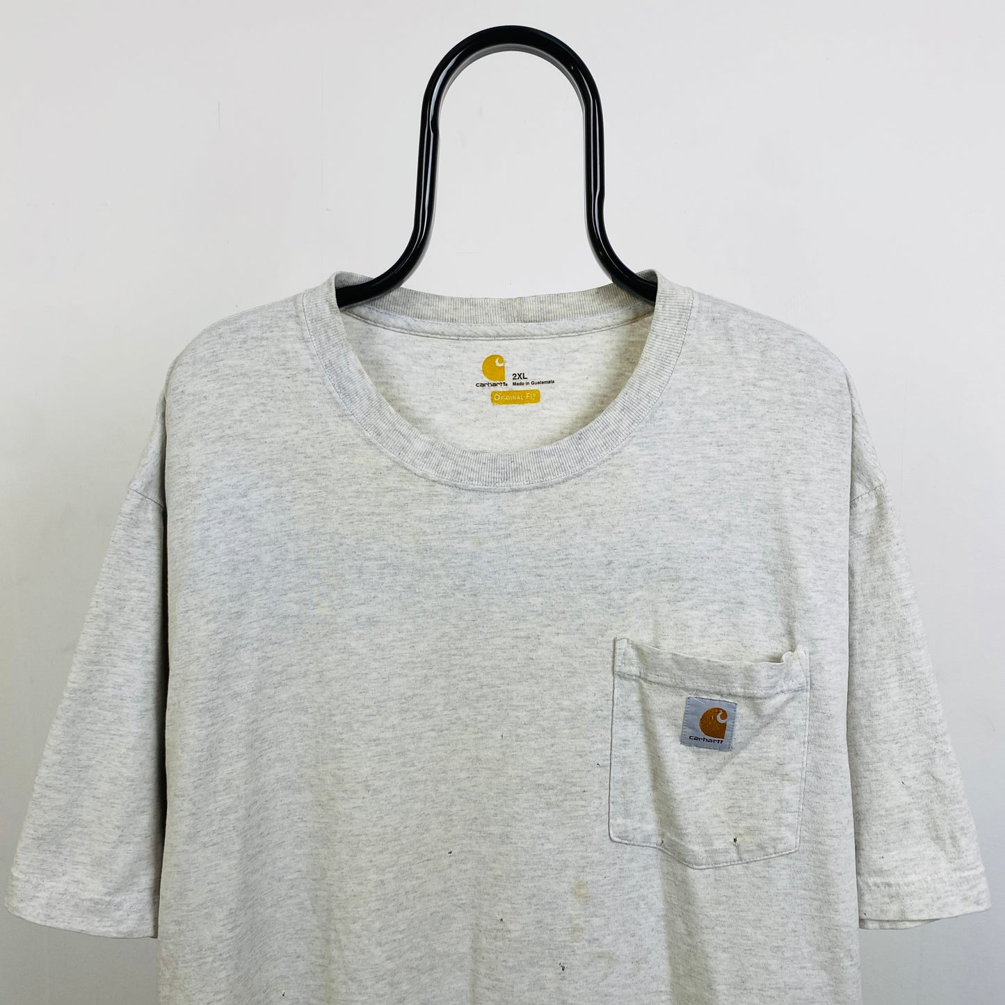 Retro Carhartt Thrashed Pocket T-Shirt Grey XXL