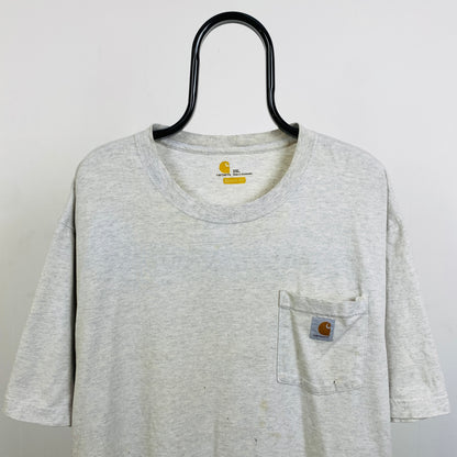 Retro Carhartt Thrashed Pocket T-Shirt Grey XXL