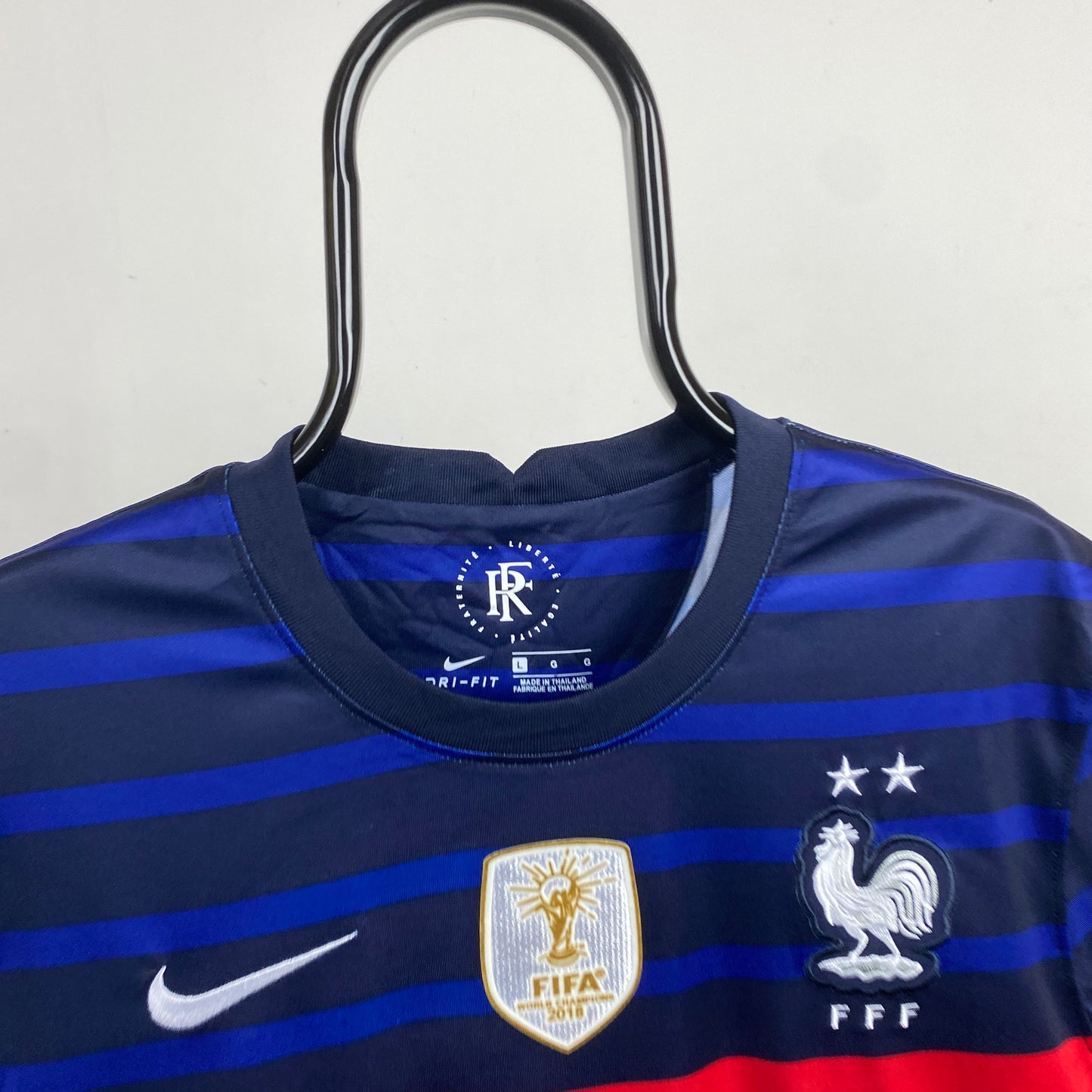 00s Nike France Football Shirt T-Shirt Blue Large