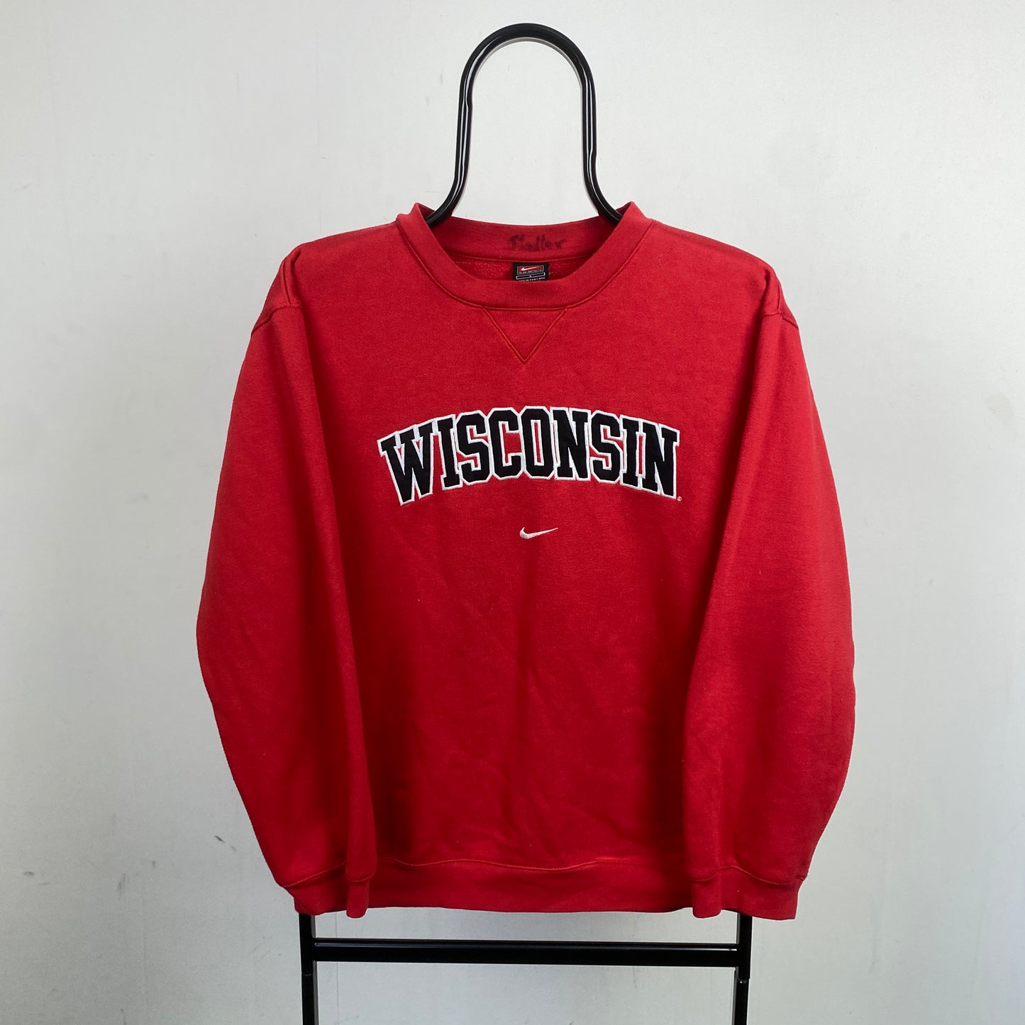 90s Nike Wisconsin Centre Swoosh Sweatshirt Red Large