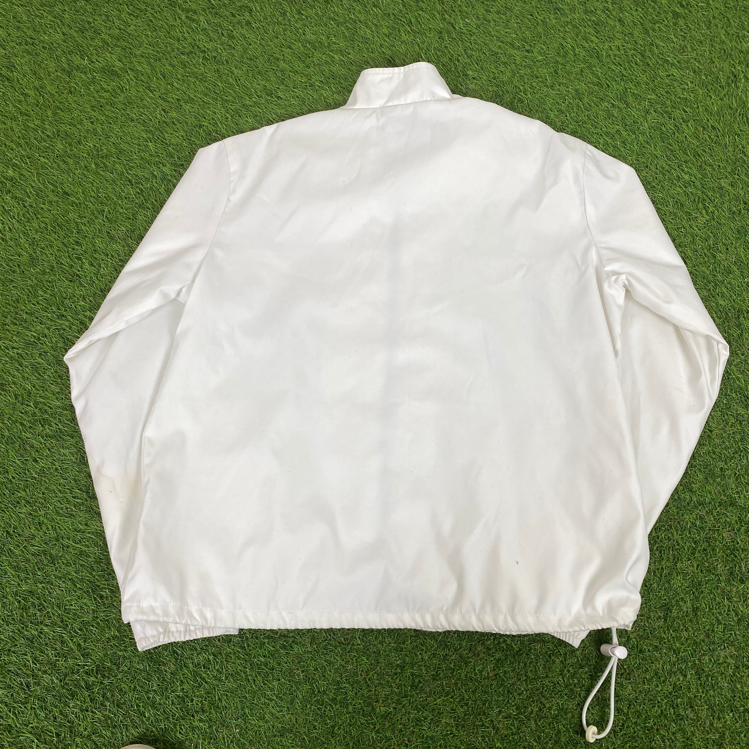 00s Nike Piping Windbreaker Jacket + Joggers Set White Small