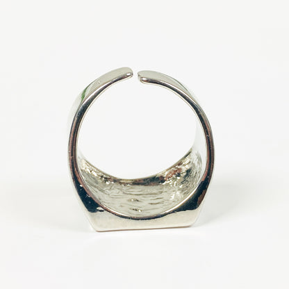 Adjustable Chunky Star Ring Silver Black
