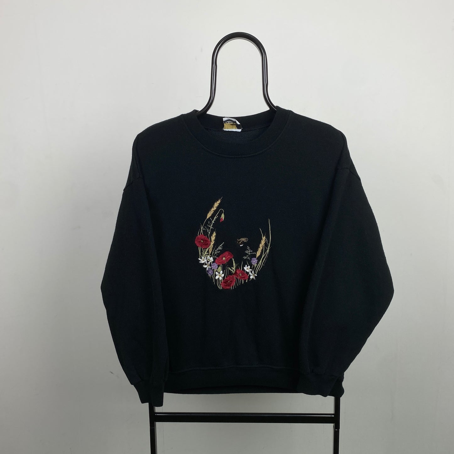 Retro Flower Sweatshirt Black Small