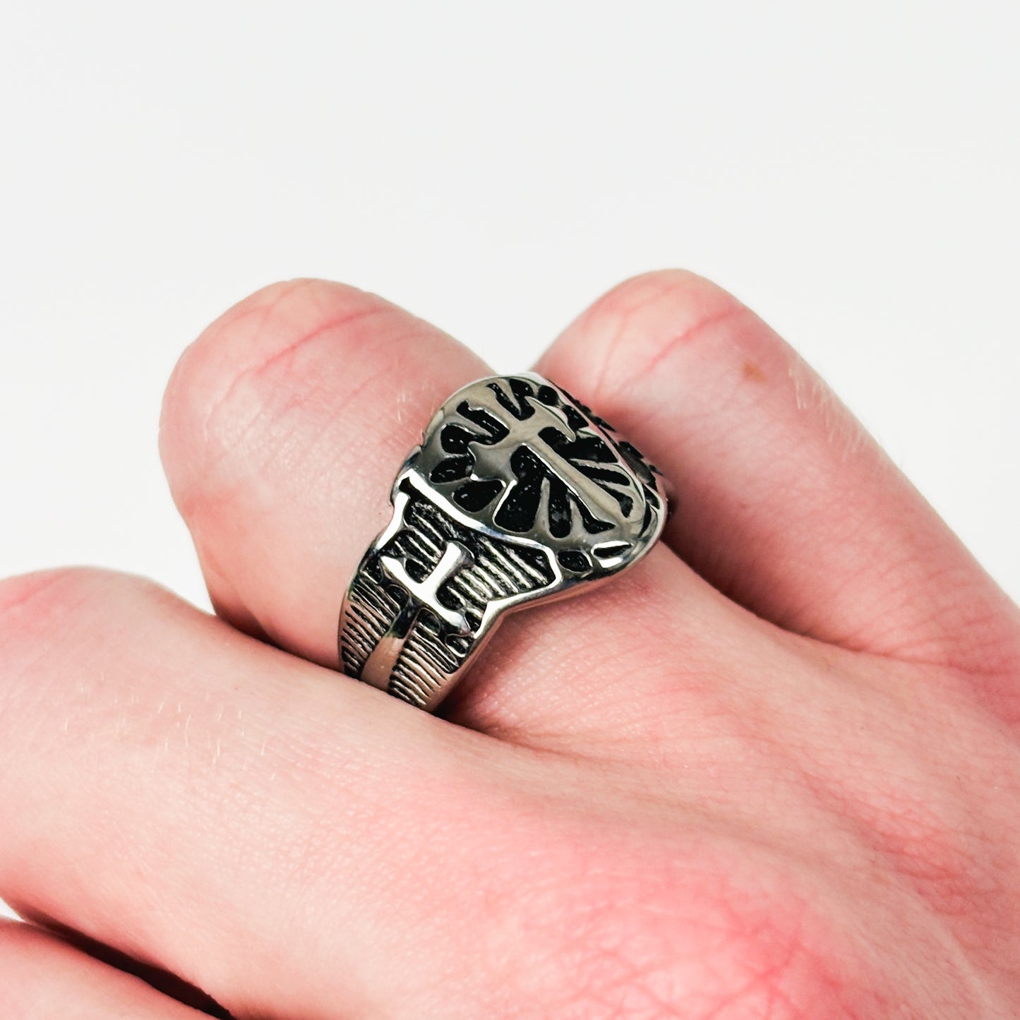 Vintage Knight Shield Ring Silver