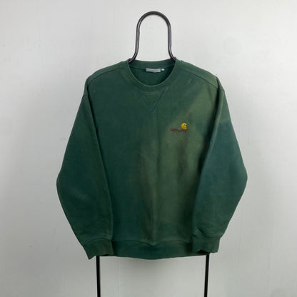 Retro Carhartt Workwear Sweatshirt Green Large