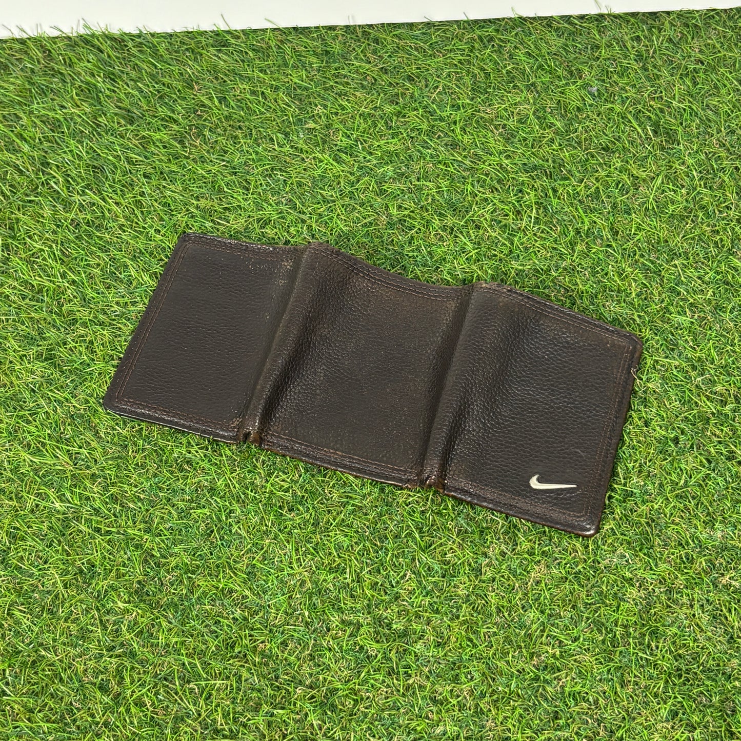 00s Nike Golf Leather Tri-Fold Wallet Card Holder Black