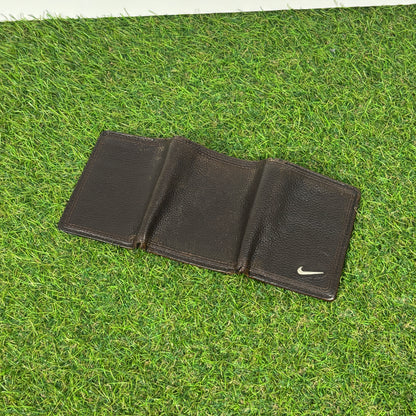 00s Nike Golf Leather Tri-Fold Wallet Card Holder Black