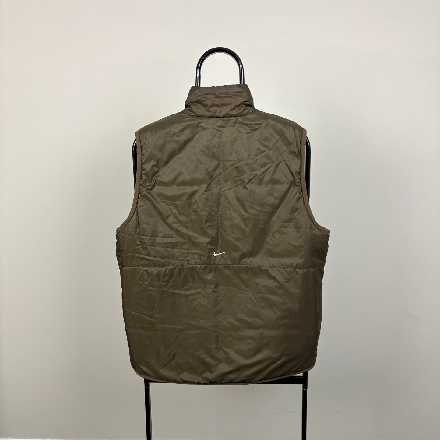 00s Nike Reversible Puffer Gilet Jacket Brown Small