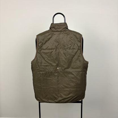 00s Nike Reversible Puffer Gilet Jacket Brown Small
