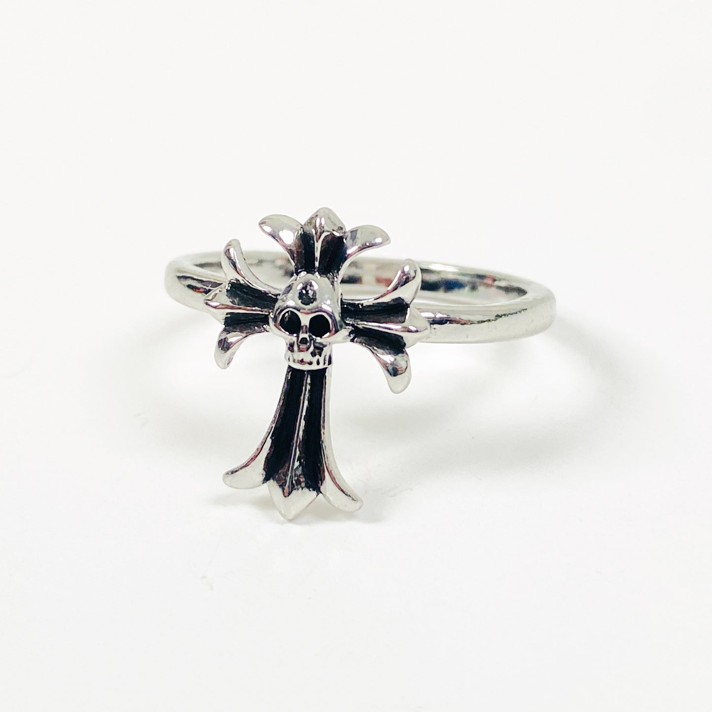 Vintage Skull Band Ring Silver