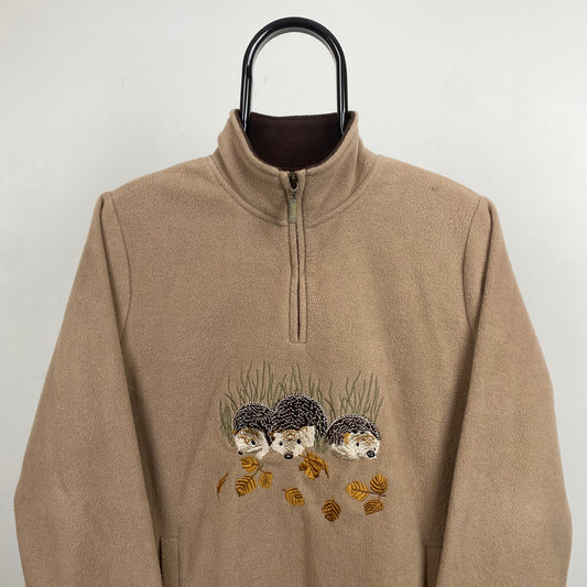 Retro Tulchan Hedgehog Fleece Sweatshirt Brown Large