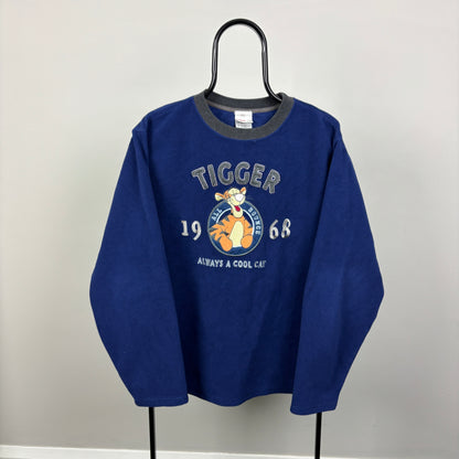 90s Disney Tigger Fleece Sweatshirt Blue Medium