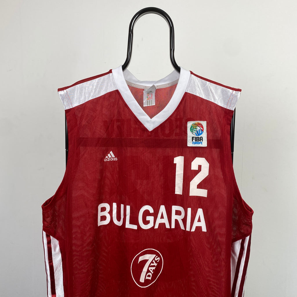 00s Adidas Bulgaria Basketball Jersey Vest T-Shirt Red XXL