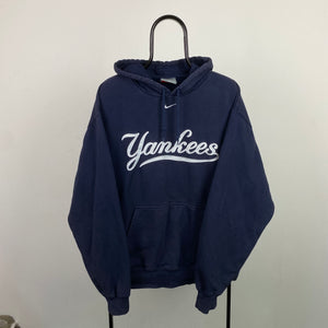 90s Nike Yankees Centre Swoosh Hoodie Blue Large – Clout Closet