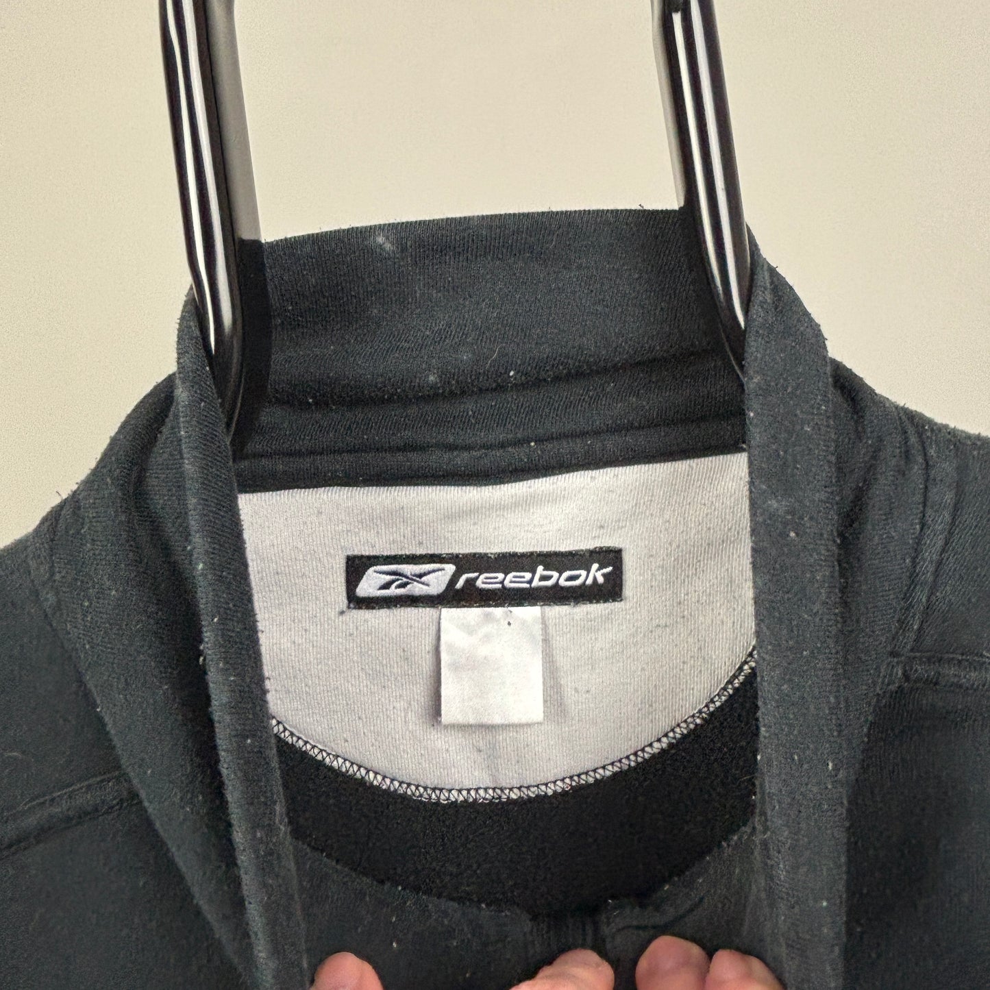 00s Reebok 1/4 Zip Sweatshirt Black Large