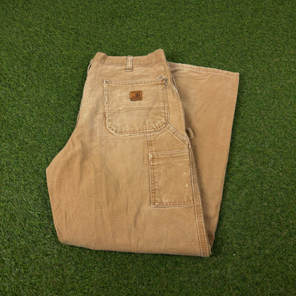 00s Carhartt Workwear Trousers Joggers Brown Large 36x32